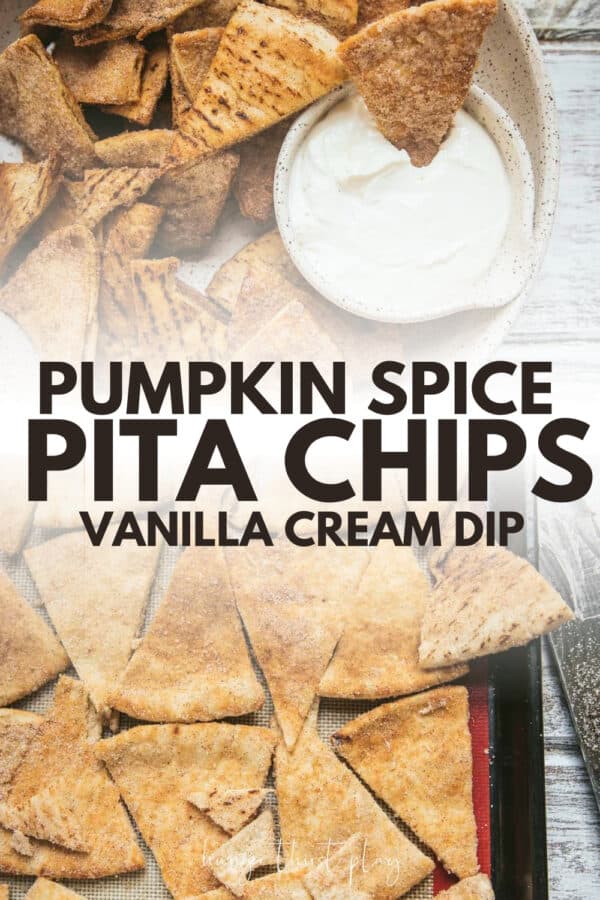 collage of pumpkin spice pita chips photos