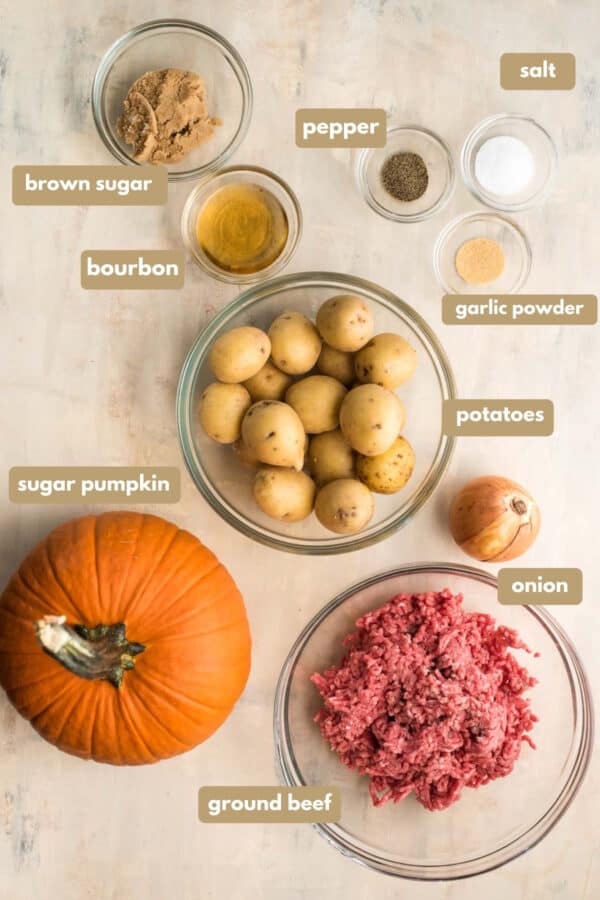 labeled ingredients for stuffed pumpkin