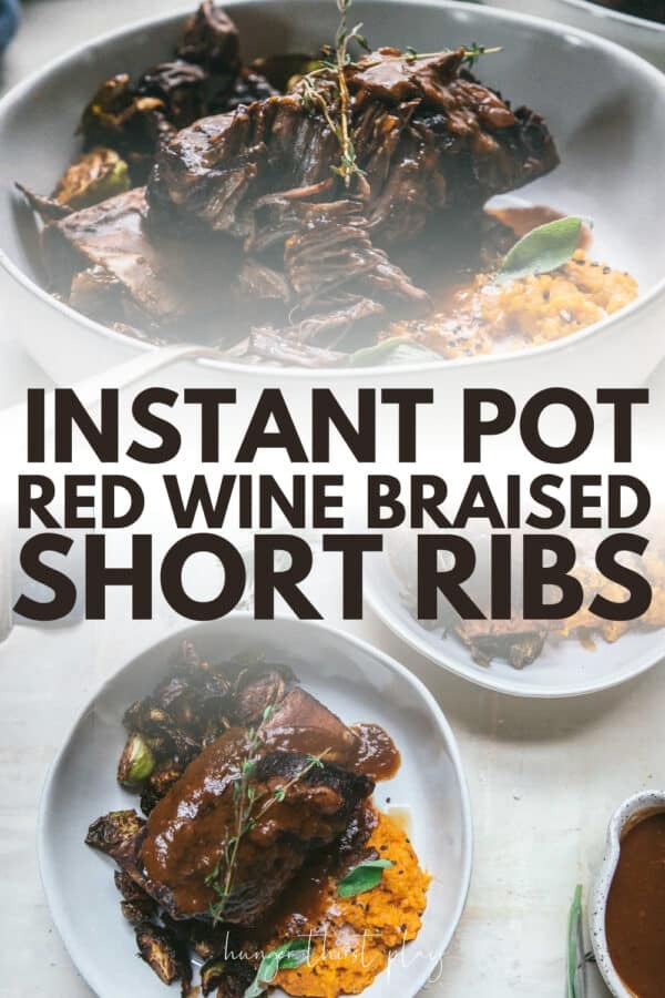 collage of instant pot braised short ribs