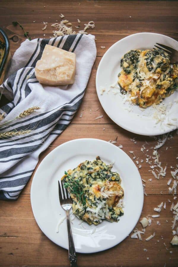 rainbow gartin au gratin served on small plates