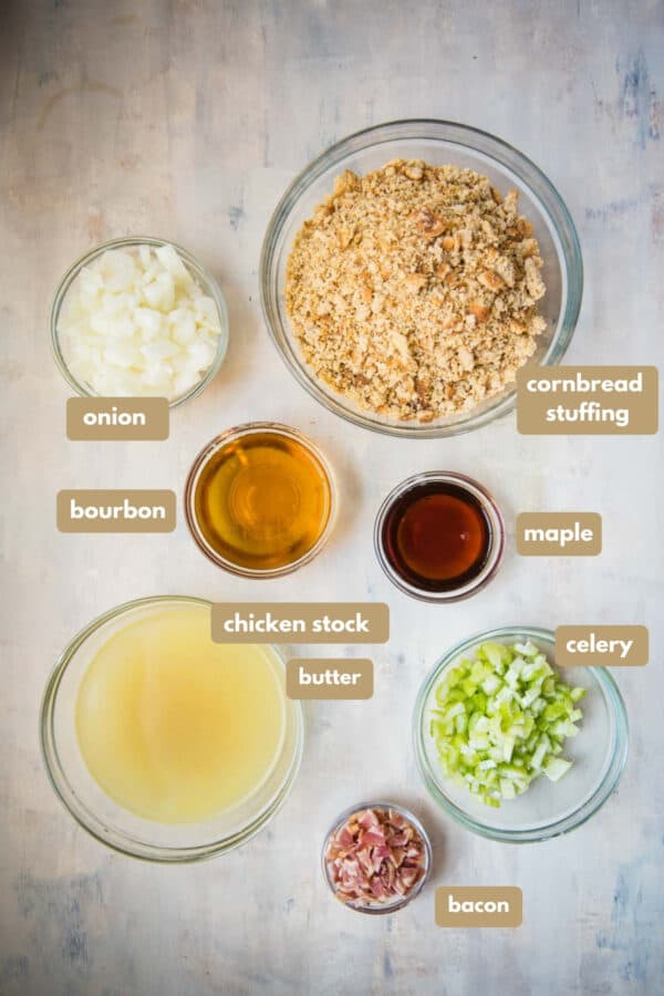 labeled ingredients for stuffing