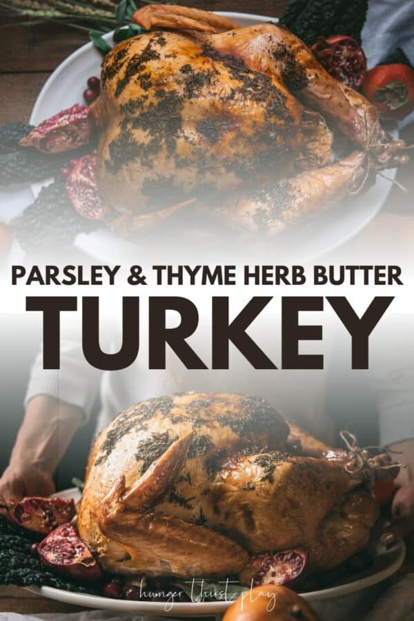 collage of herb butter turkey pictures