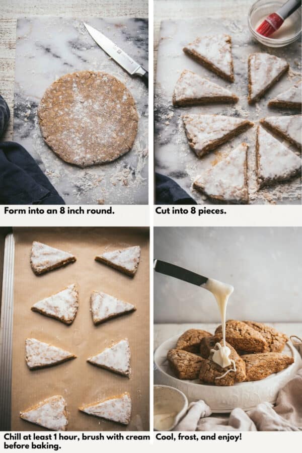 collage of steps to make scones