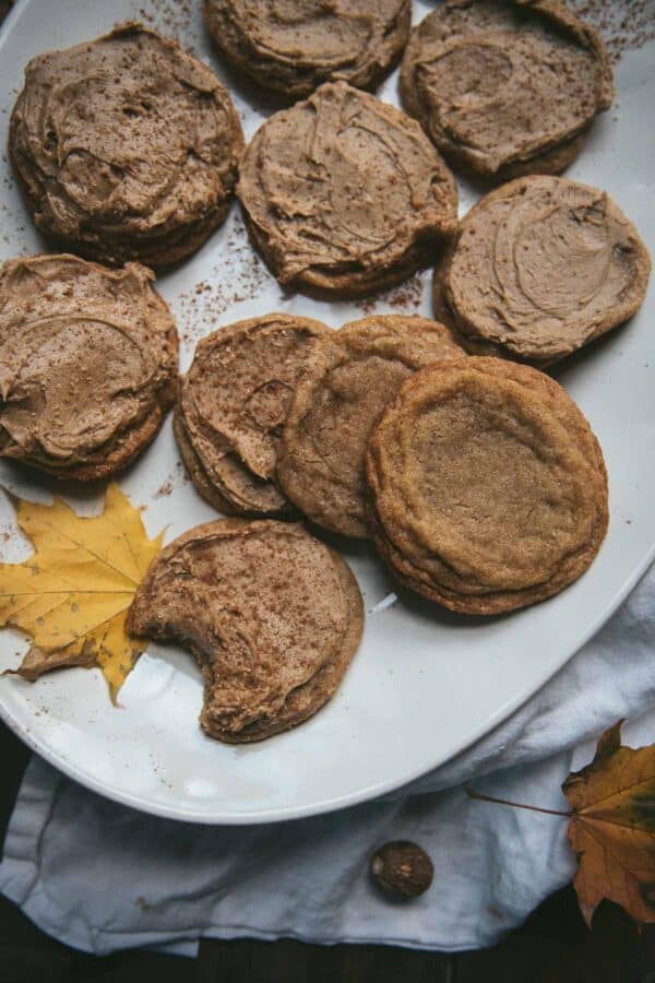 maple frosted snickerdoodles on a platter