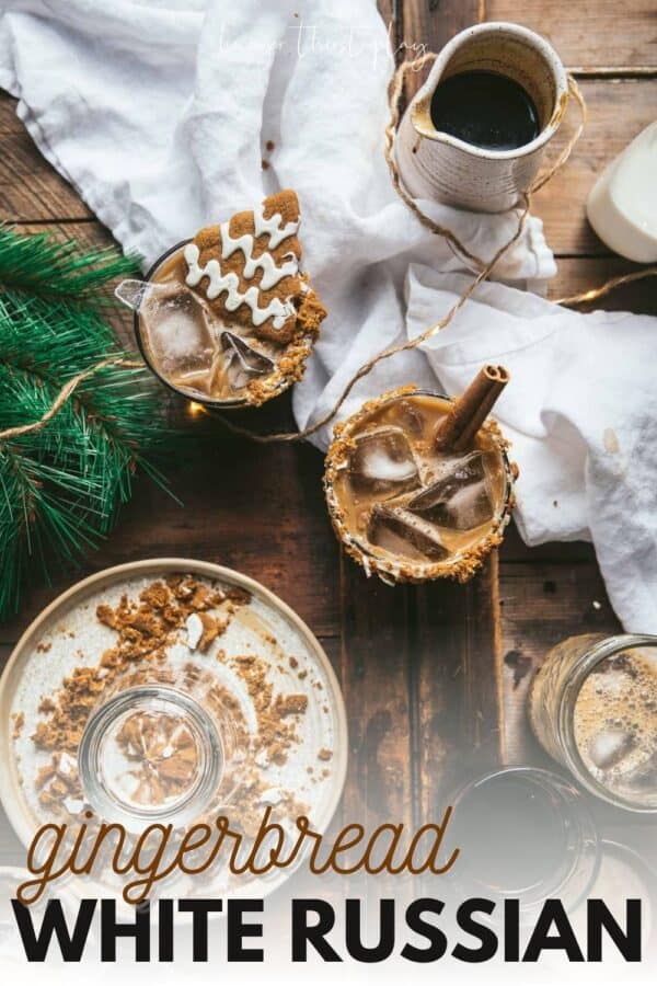 overhead photos of white russians with gingerbread syrup