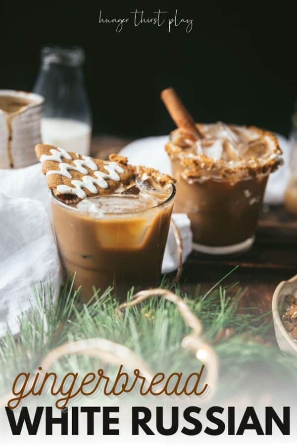 side angle gingerbread cocktails with gingerbread garnishes