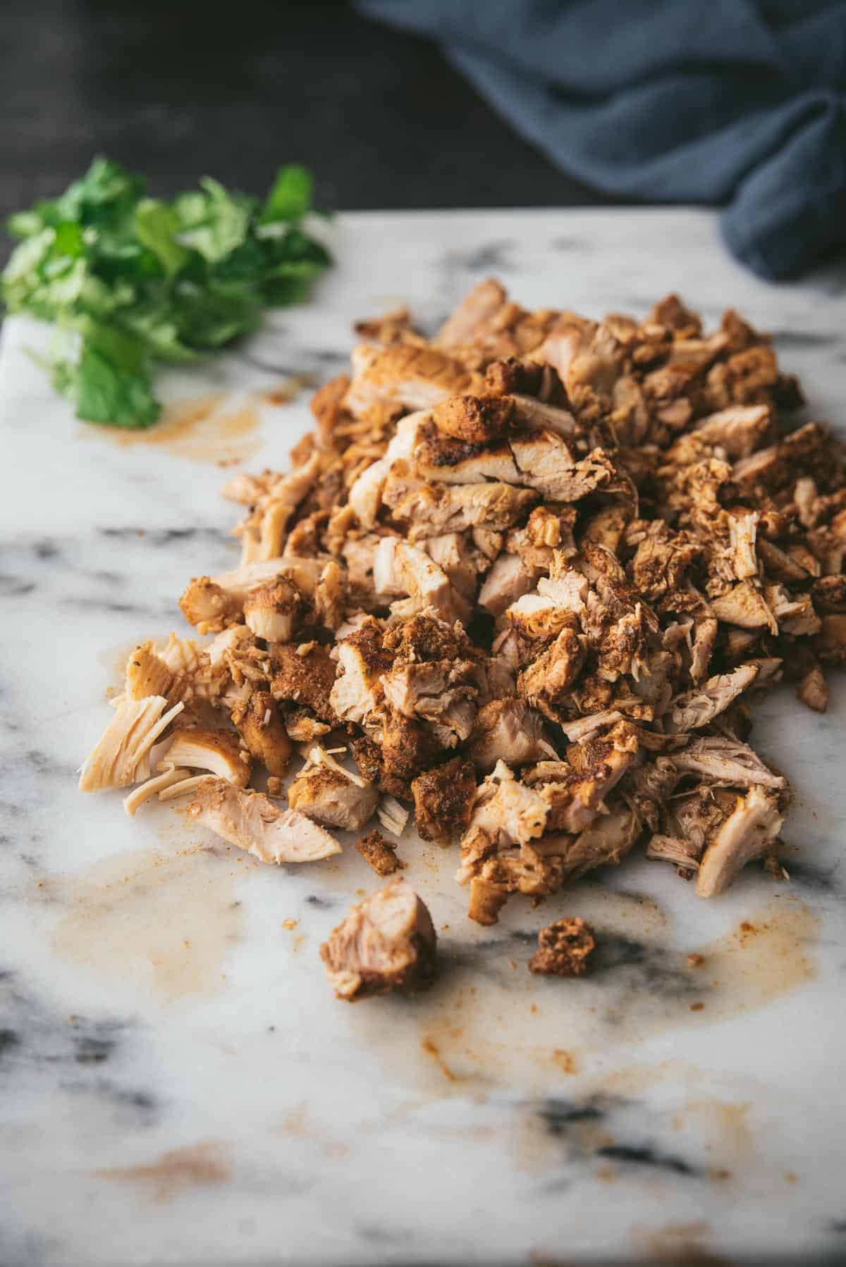 chopped and shredded chicken