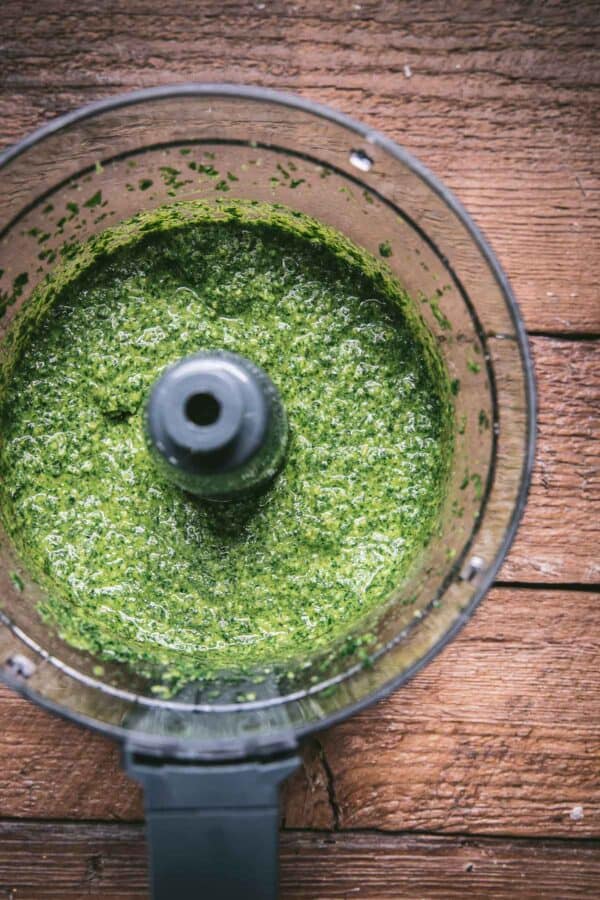 pesto freshly run through the food processor