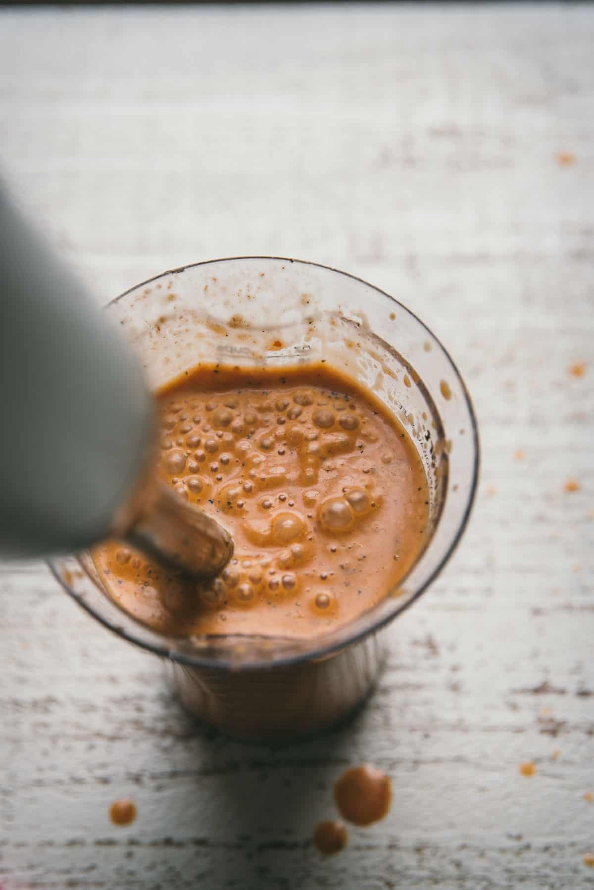 using an immersion blender to make dressing