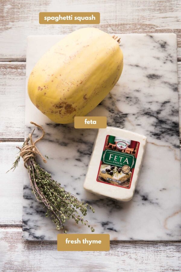 labeled ingredients for baked spaghetti squash