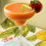 frozen strawberry mango marggarita in a glass