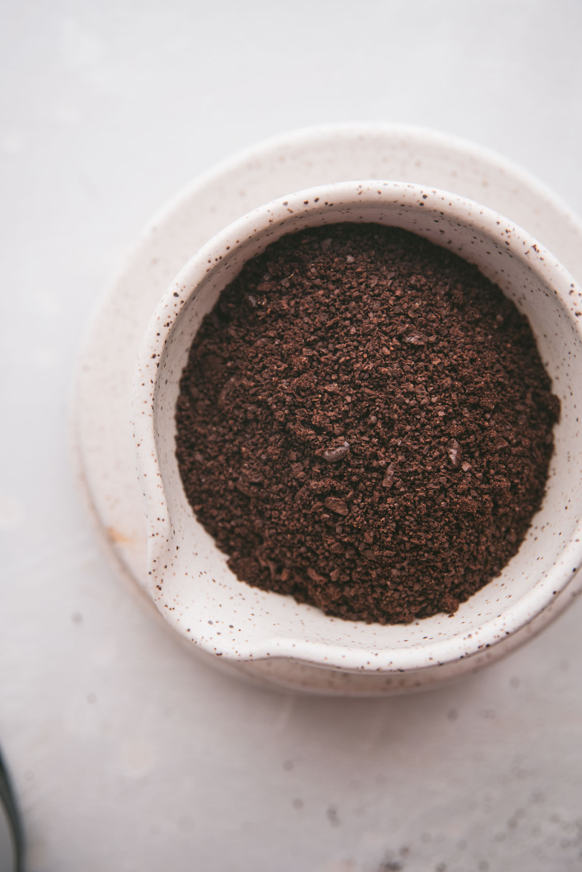 overhead of coarse ground coffee beans