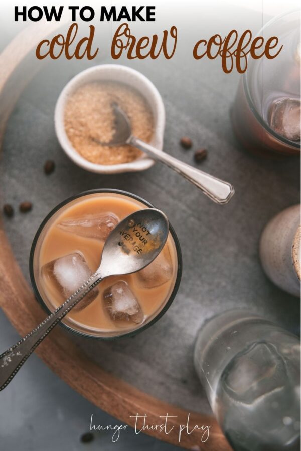overhead image of iced coffee mixed with milk