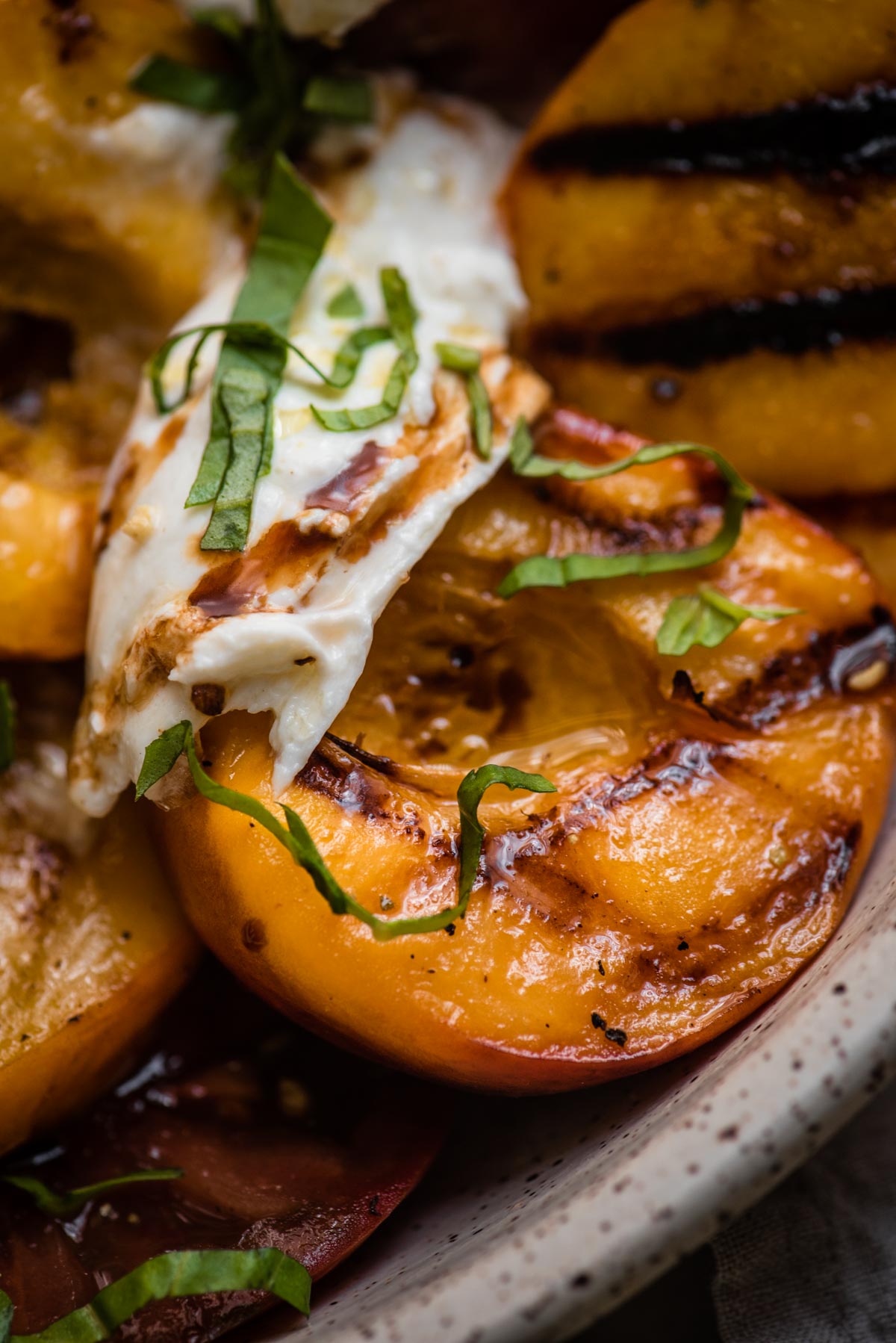 close up of a grilled peach