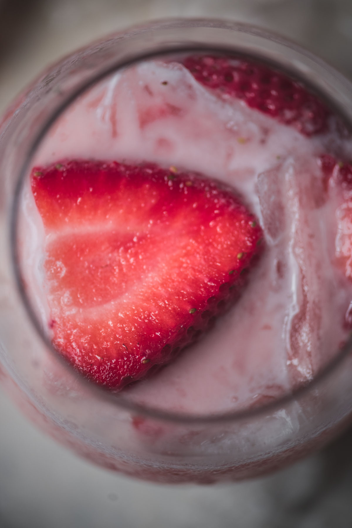 close up of sliced strawberry garnish