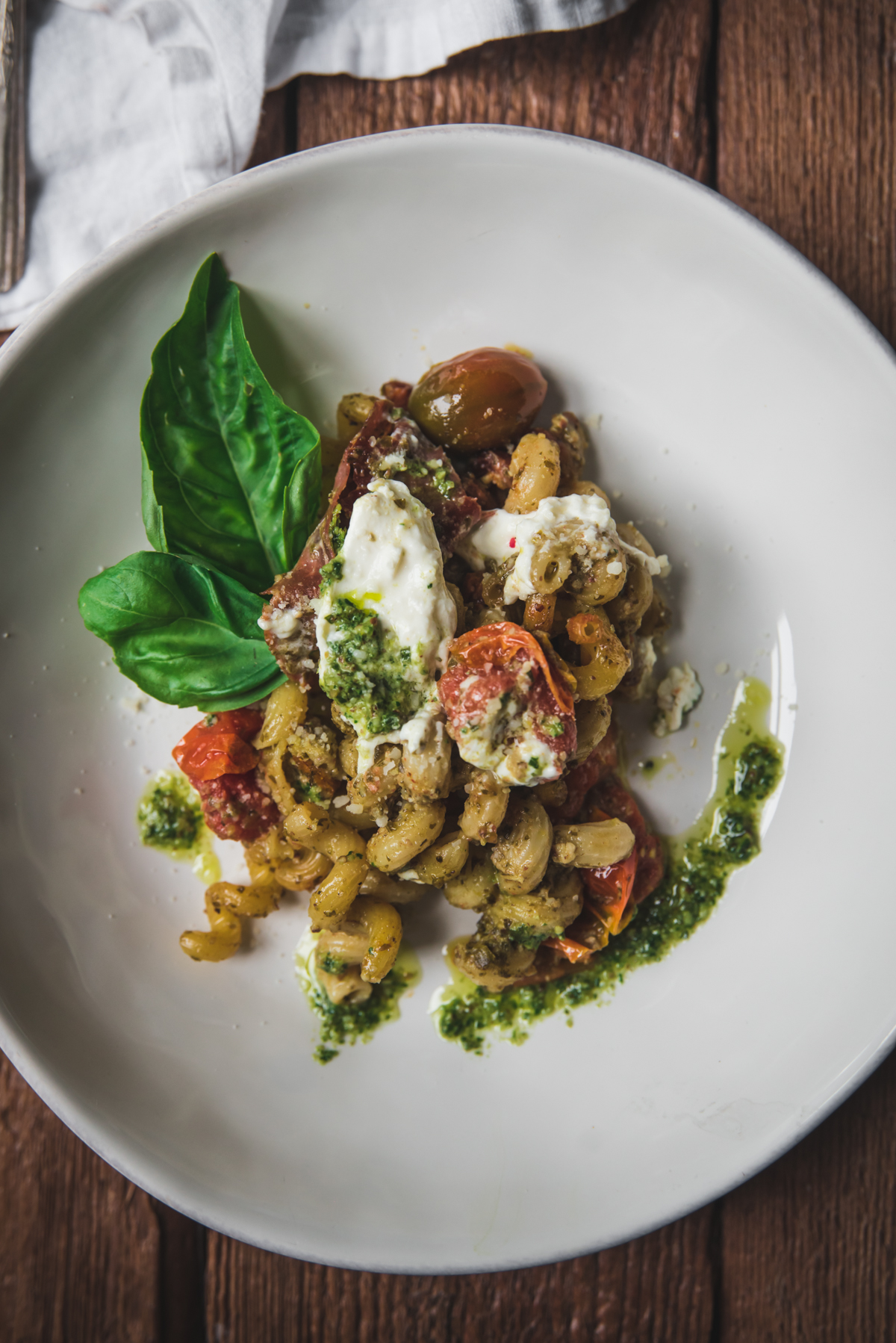 Cauliflower Gnocchi with Basil Pesto & Blistered Tomatoes