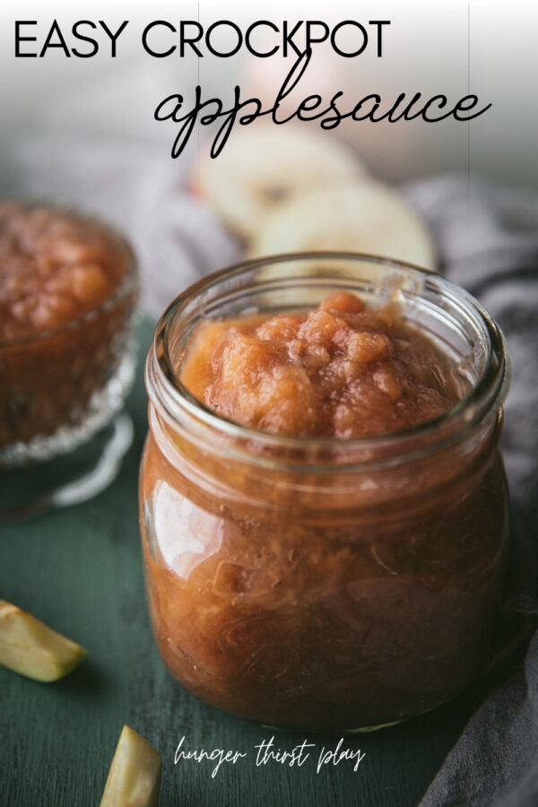 side angle of applesauce in a jar