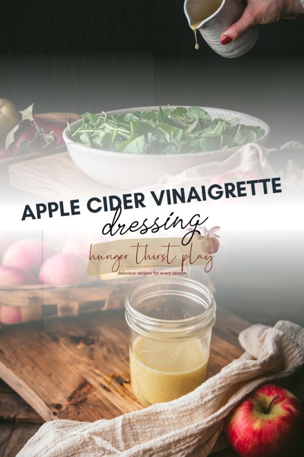 collage of apple cider vinaigrette dressing ingredients