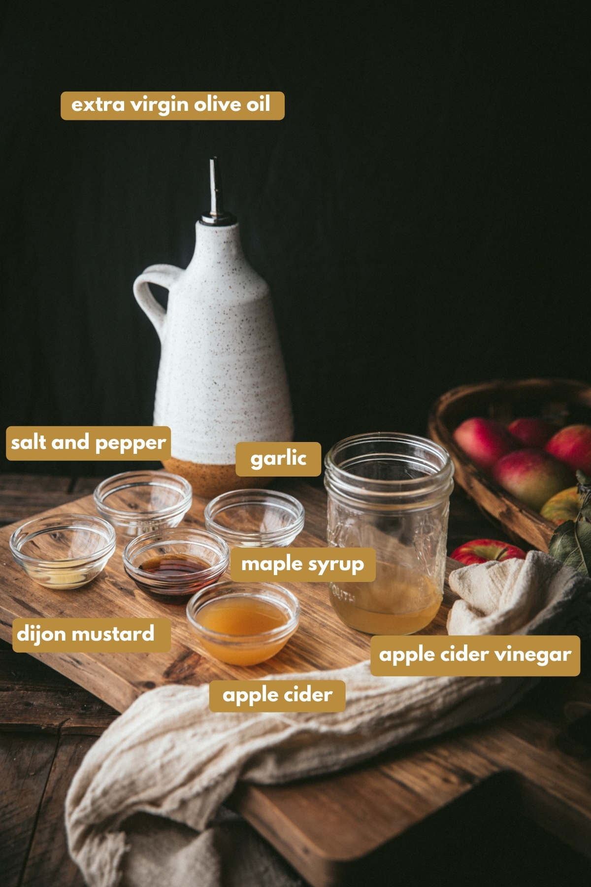 labeled ingredients for apple cider dressing