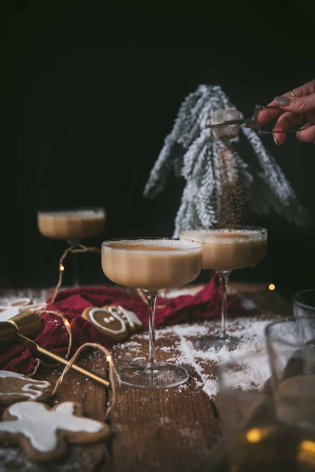 martinis being dusted with spices