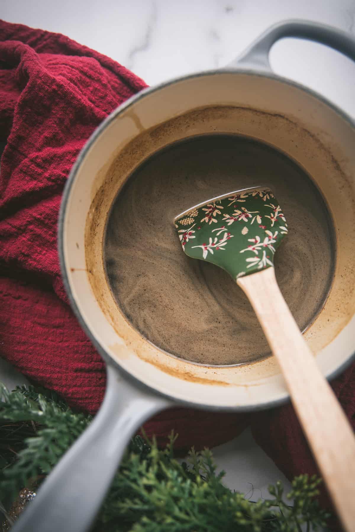 gingerbread syrup in a saucepan