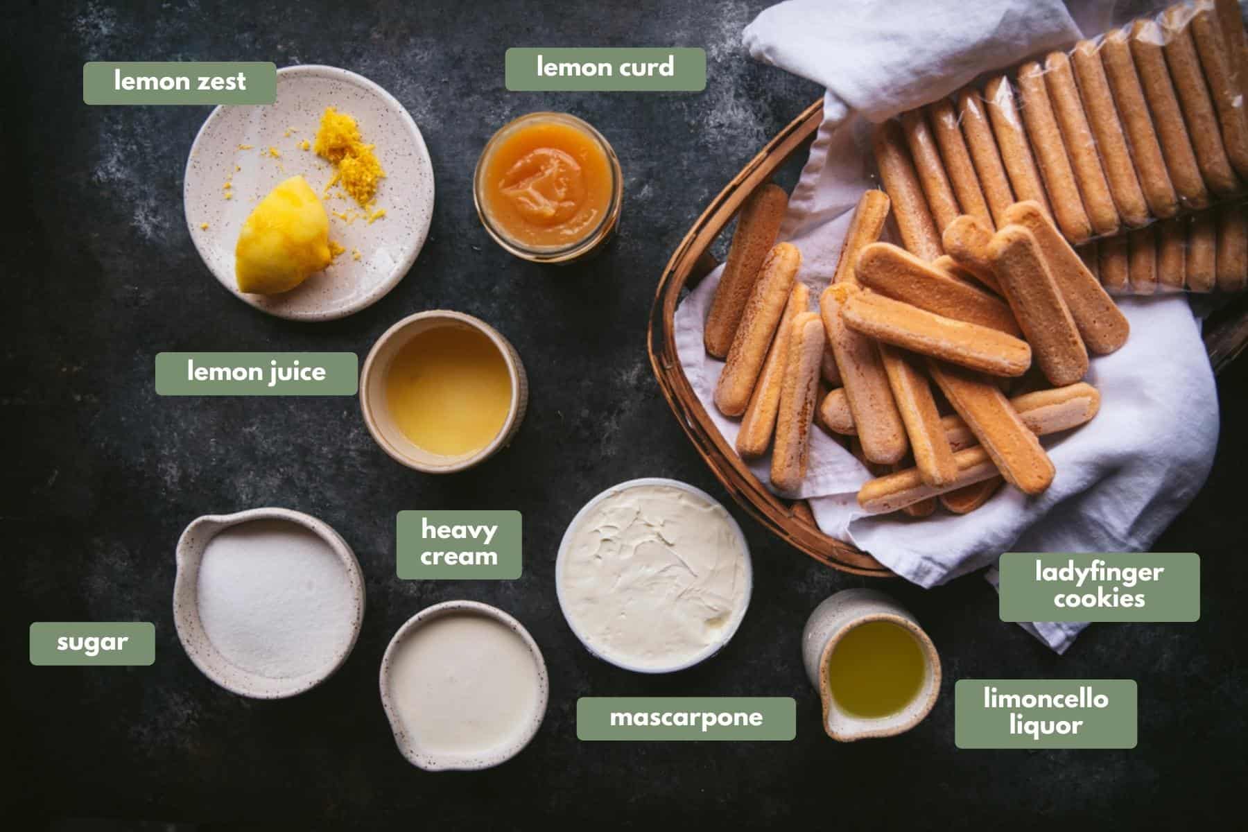 labeled ingredients overhead photo