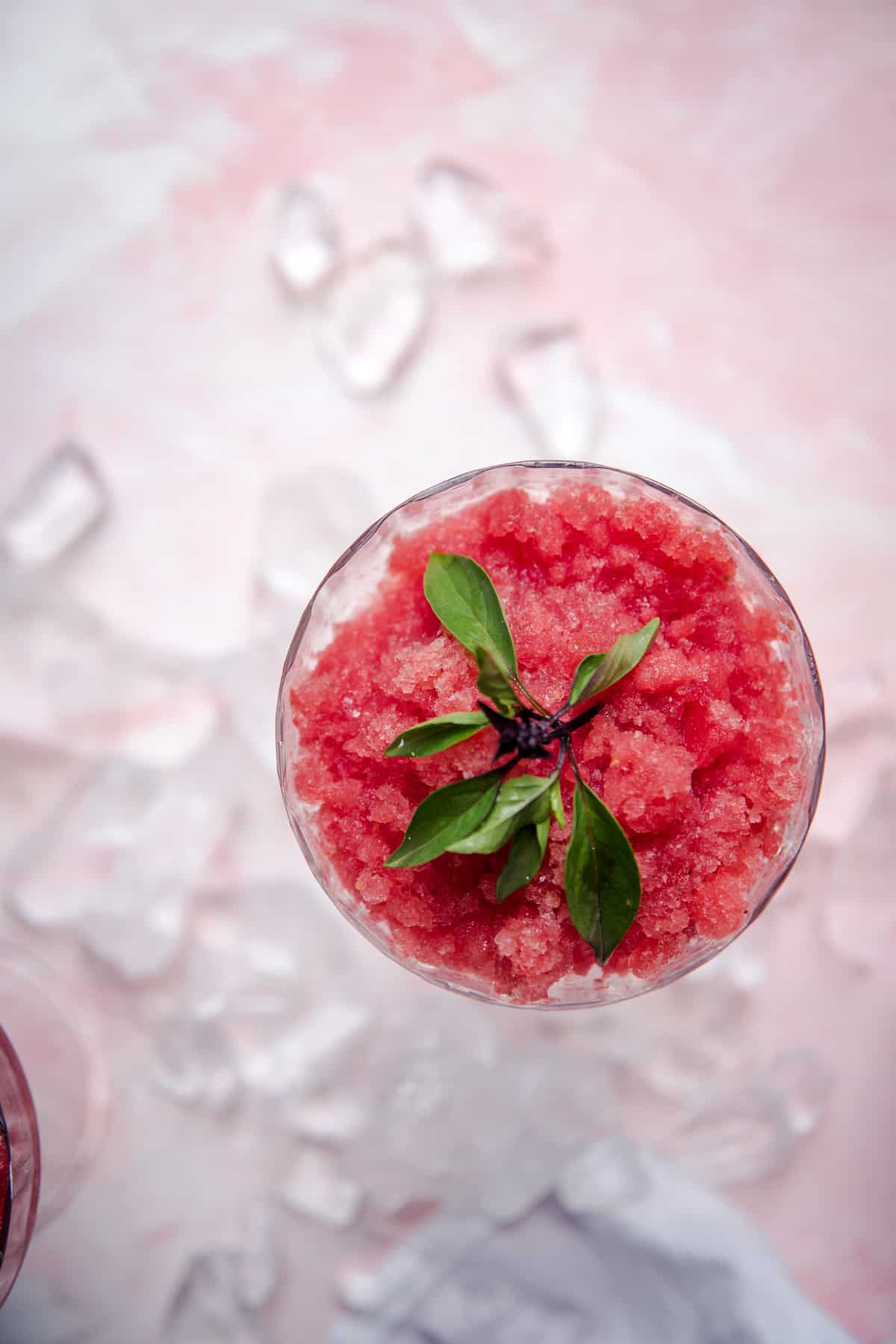 overhead close up of granita in a glass