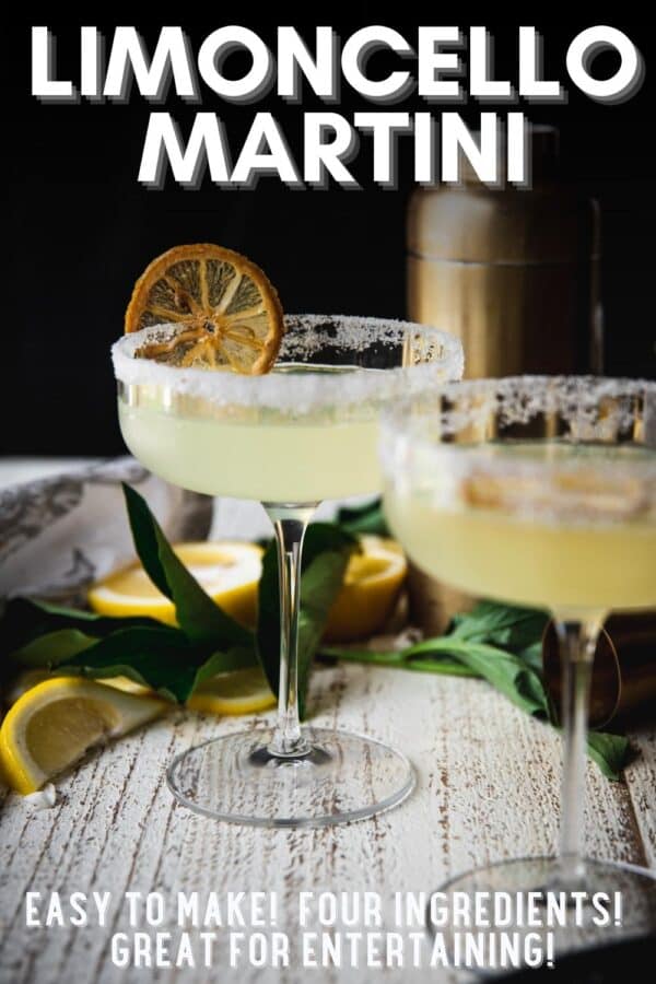 collage pin image of limoncello martinis