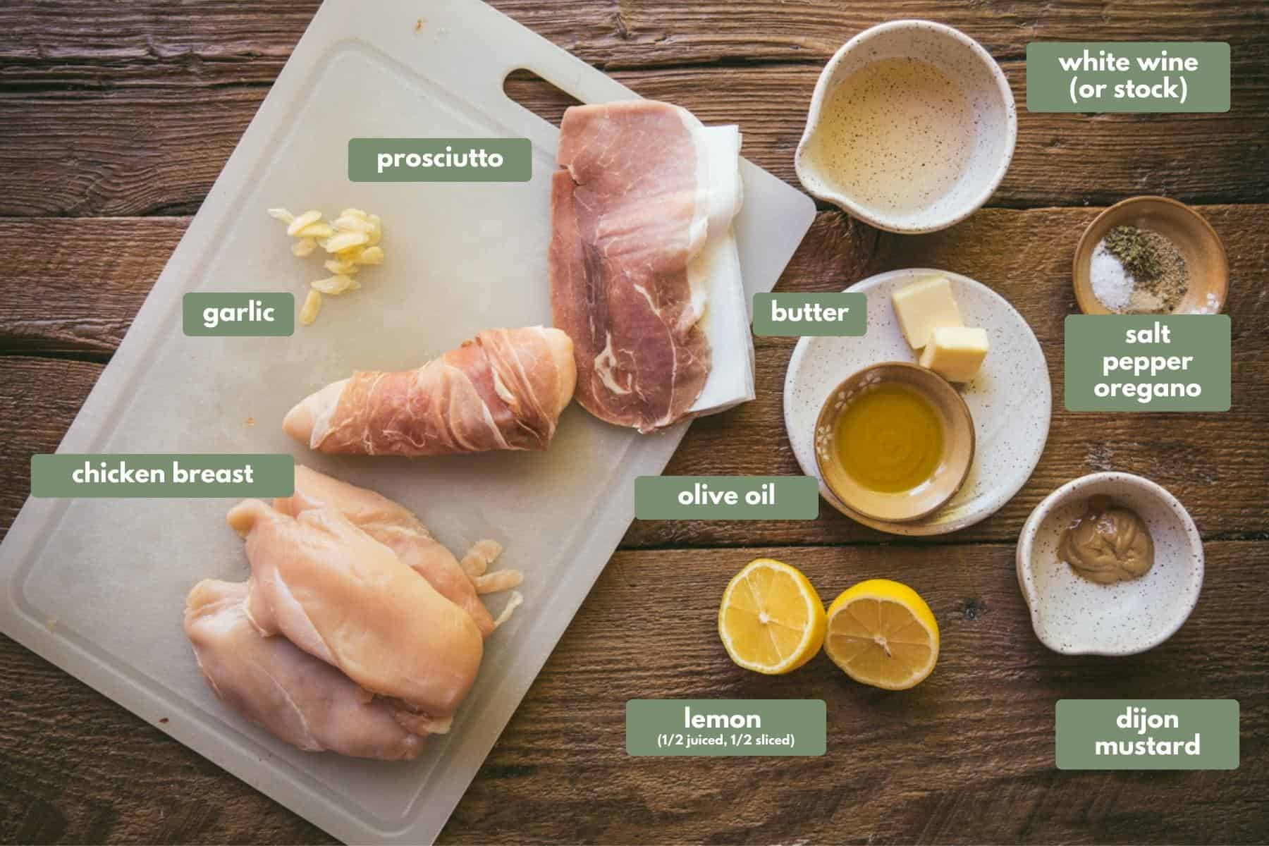 labeled ingredients overhead photo